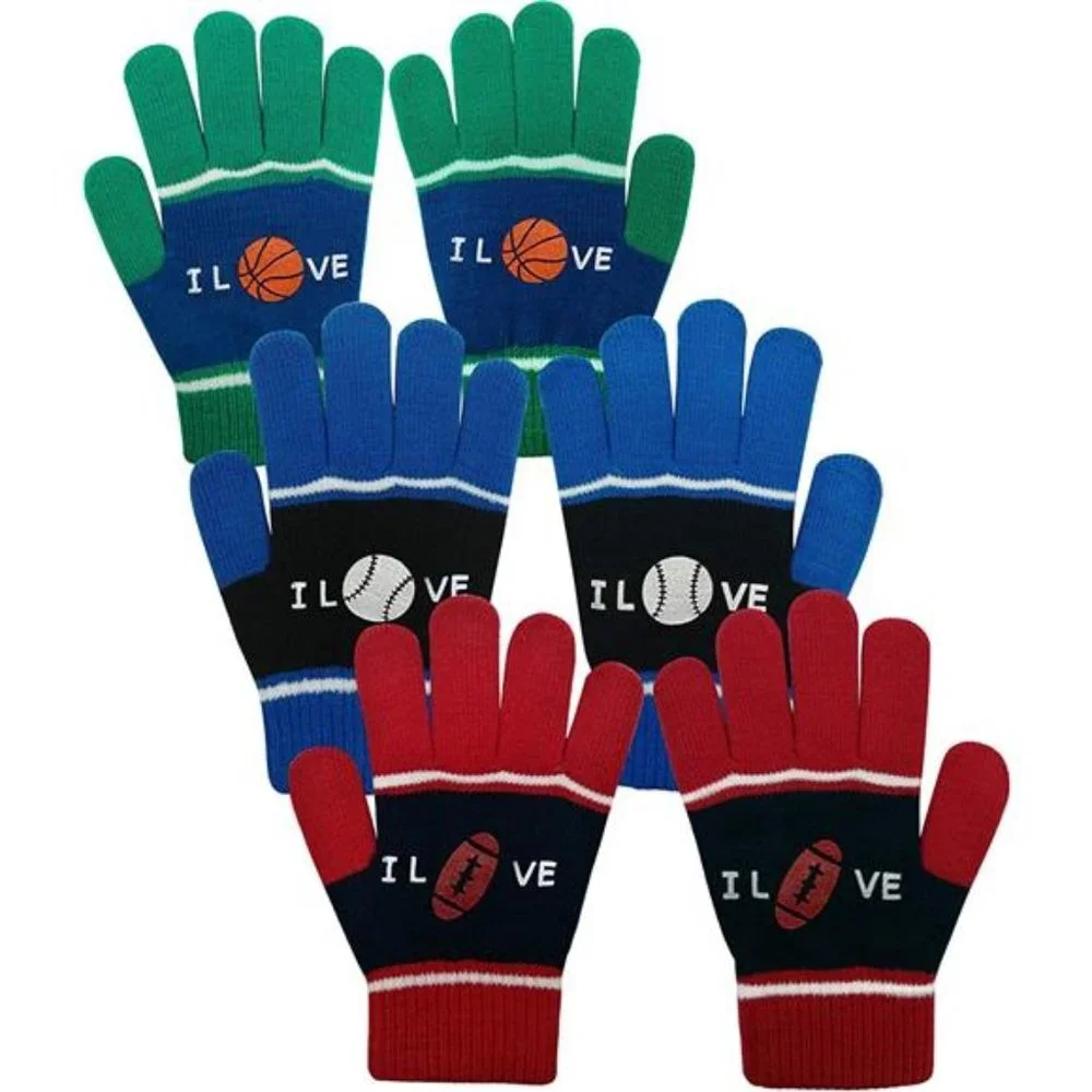 3 Pairs Kid Knit Stretchy Grip Warm Magic Glove